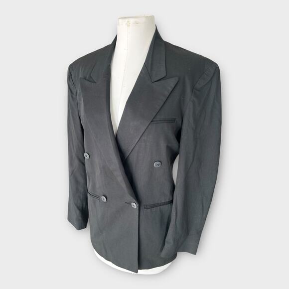 Vintage 90s Black Double Breasted Blazer Women's RPM Next Wave Preppy Academia M - Picture 9 of 11